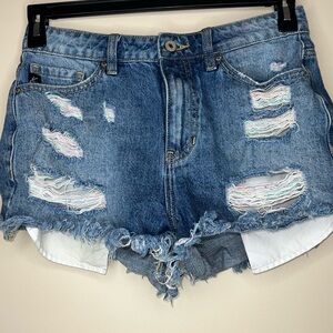 KanCan Distressed Jean Shorts Ultra High Rise Size 7/27 Inseam: 2.5”